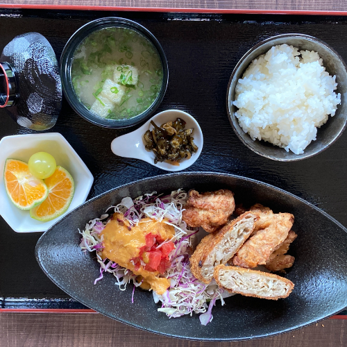 ごぼうメンチ＋骨なし唐揚げ定食